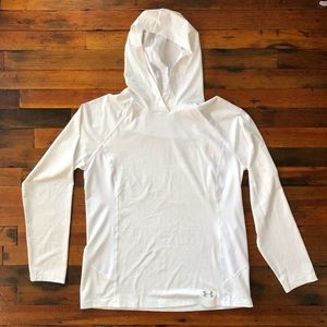 Under Armour UA white heat gear hooded top, size L